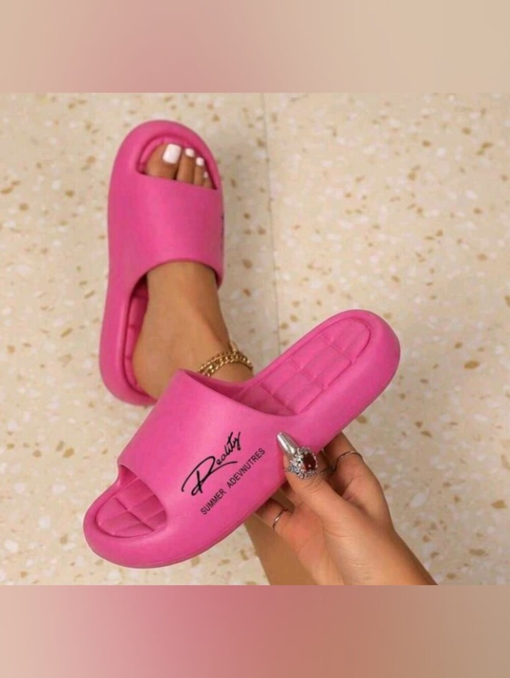 New! Hot Pink Platform Sandals Women's